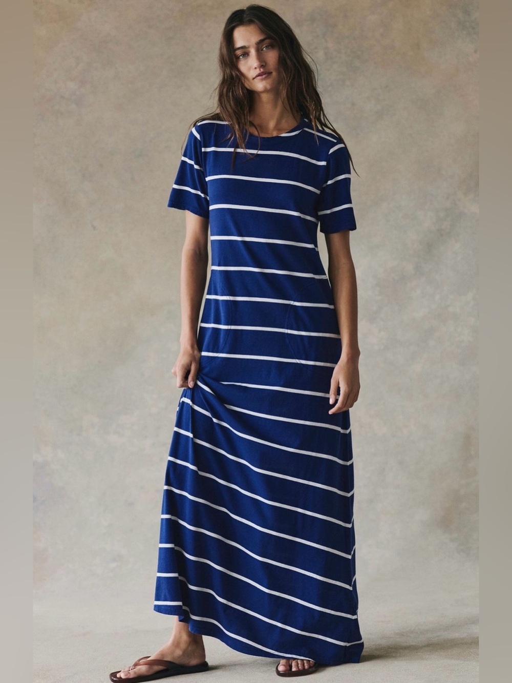 Free People Sleek and Striped Cotton-Jersey Maxi Dress